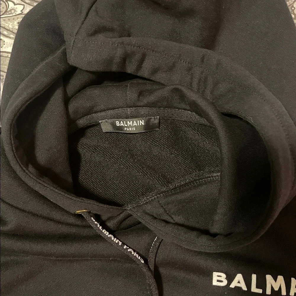 Balmain Black Cropped Hoodie - Picture 5 of 10